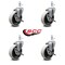 Service Caster 4 Inch Thermoplastic Wheel 3/8 Threaded Stem Caster Set with Brakes SCC, 4PK SCC-TS05S410-TPRS-SLB-381615-4 - alternate 1